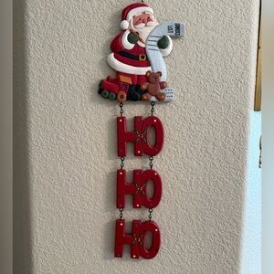 Vintage Kurt Adler Christmas Wood Wall Hanging Santa List Holiday Ho Ho Ho